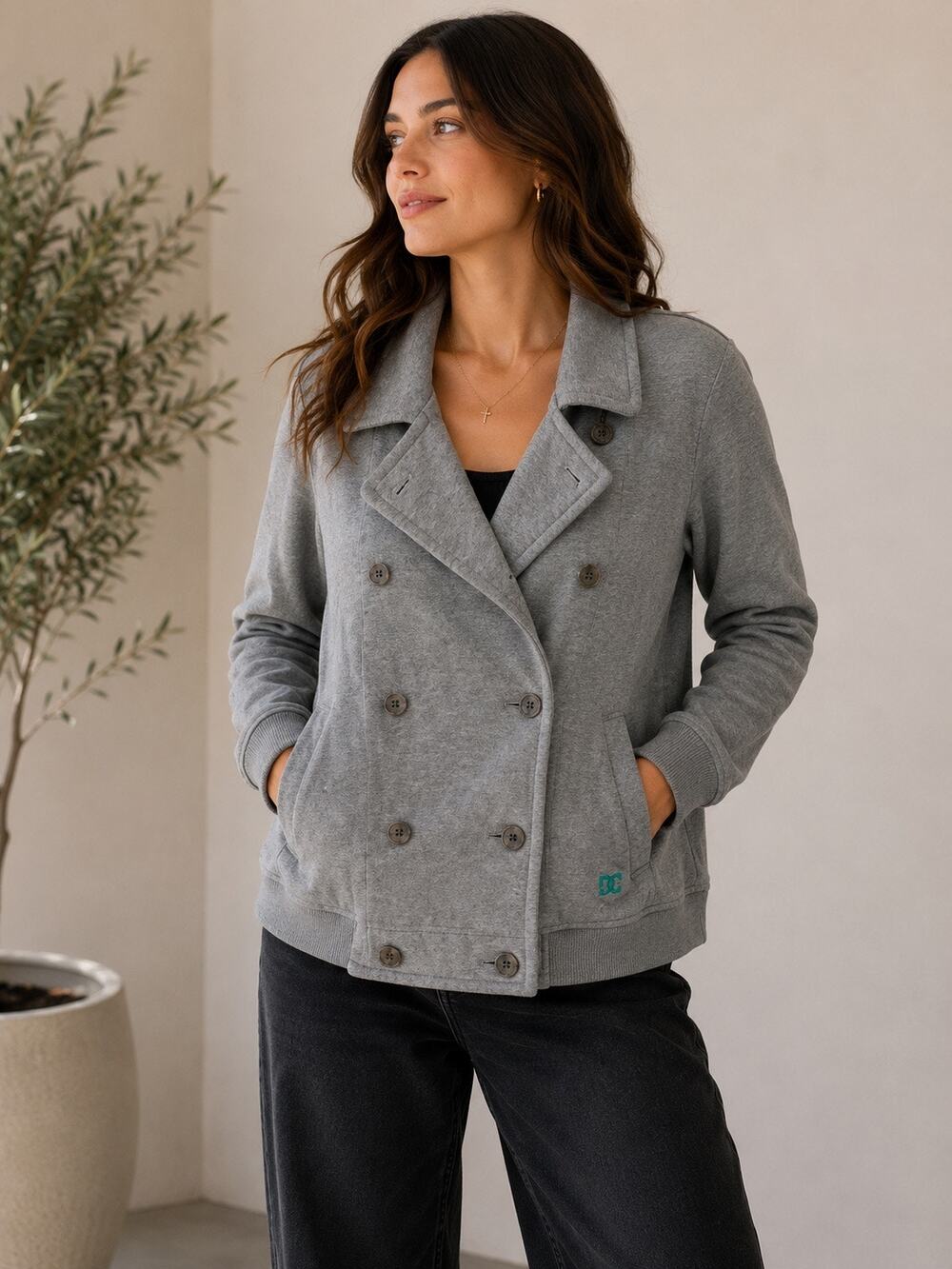 DC Shoes Y2K Gray Double Breasted Streetwear Jacket M